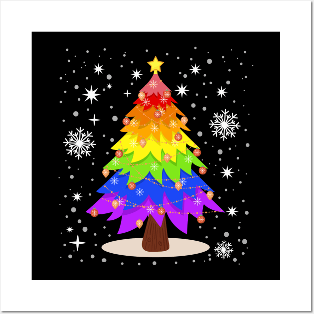 LGBT Flag Christmas Tree Gay Pride Rainbow Wall Art by antrazdixonlda